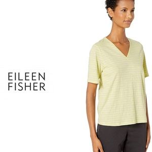 Eileen Fisher Organic cotton striped v-neck tee